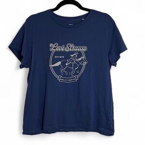 Levi’s XL Navy Blue Graphic Tee Cowgirl Shirt Western Vibe